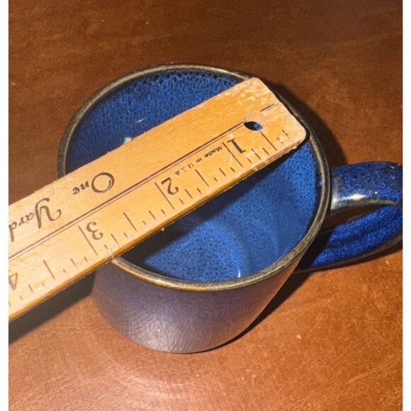 Vintage Blue Glazed Ceramic Mug By Rhiems OVERSIZE With Gold Rim & Handle - Picture 5 of 5